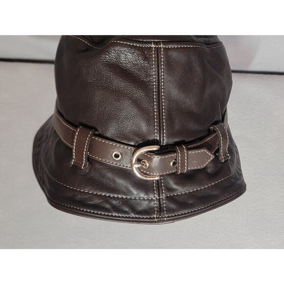 Vintage Coach Brown Leather Bucket Hat Size M/L